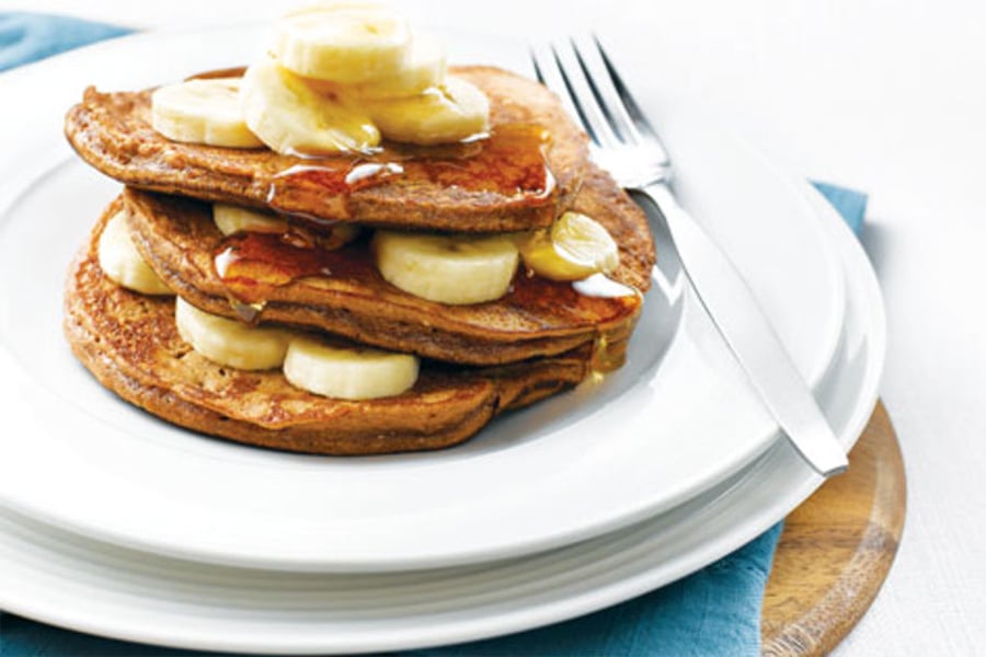 Chocolate Banana Protein Pancakes